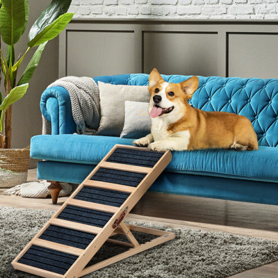 Rampe pour animaux de compagnie de 39 po Pinewood pour camions et voitures, hauteur réglable, surface antidérapante, construction, canapé-lit long sans assemblage, réglage de la hauteur de 16,3 po à 24 po, fonction, avec boucle verrouillable
