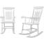 Ensemble de 2 chaises berçantes d'extérieur en bois à haut dossier pour jardin, patio et balcon-421125674