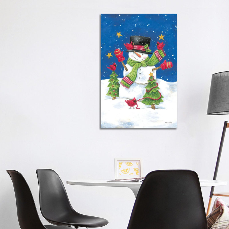 Snowman And Cardinals by Diane Kater - Gallery-Wrapped Canvas Giclée on Canvas, 101.6 cm H x 66.04 cm W x 1.905 cm D