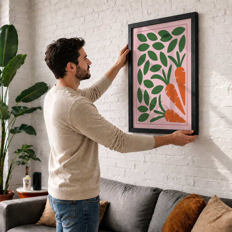 Carrots In Bloom Botanical - Print, A1 - 84.1 x 59.4 cm, Black
