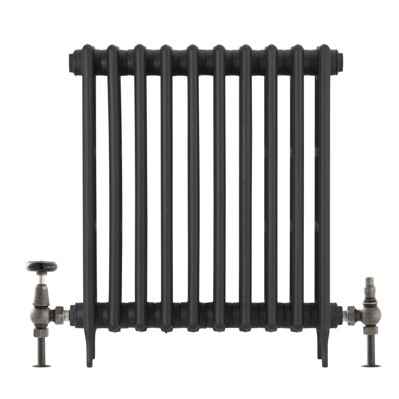 Abdiel Heating Manual Radiator Valve with Wheel Head & Lockshield, Pewter