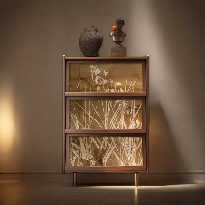 Armoire de rangement à trois portes en bois de pin