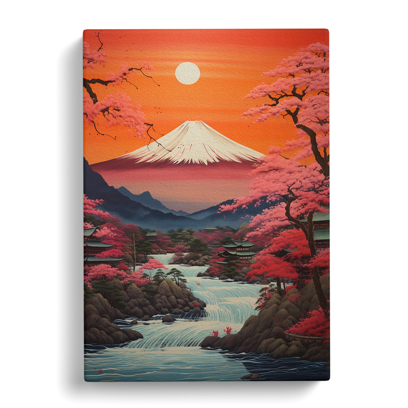 Japanese Sunset Contemporary - Wrapped Canvas, 76cm H x 50cm W x 3cm D
