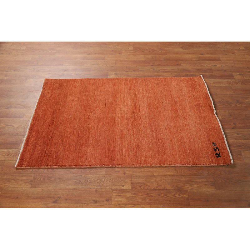 Tapis orange pour vestibule moderne Gabbeh 3 x 4