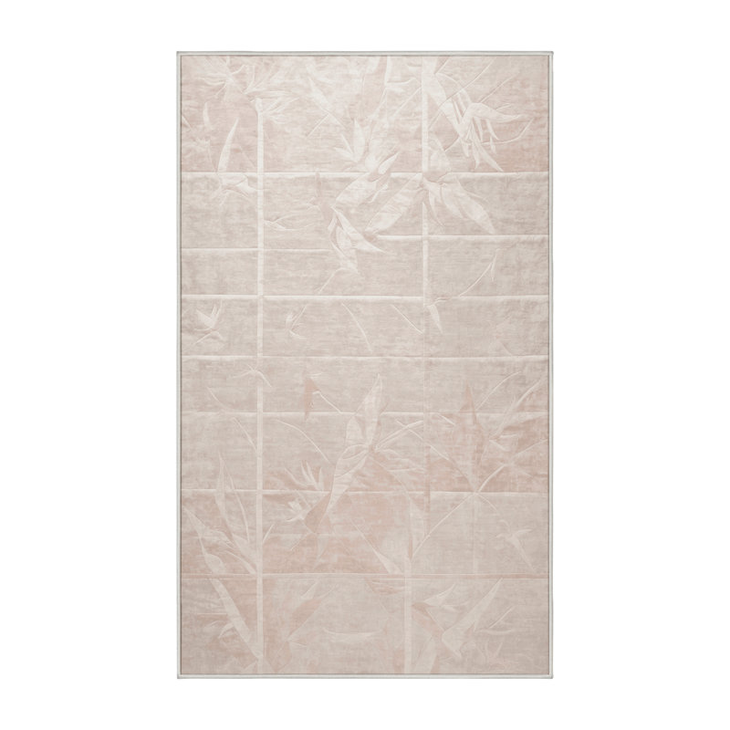 Machine Washable Beige Area Rug, Rectangle 3' x 5'