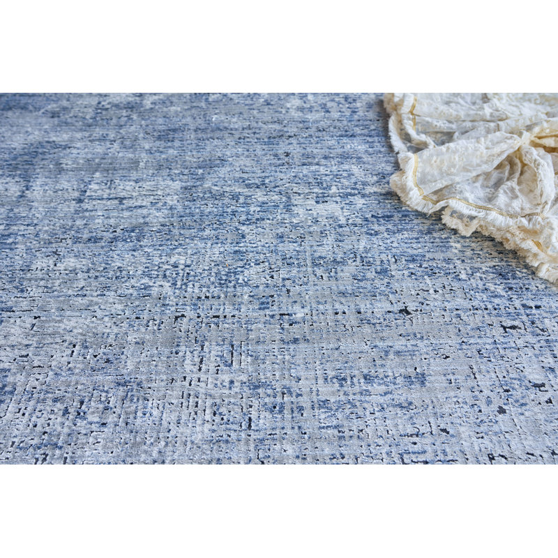 Intrigue Abstract Area Rug in Blue, Rectangle 8' x 10'