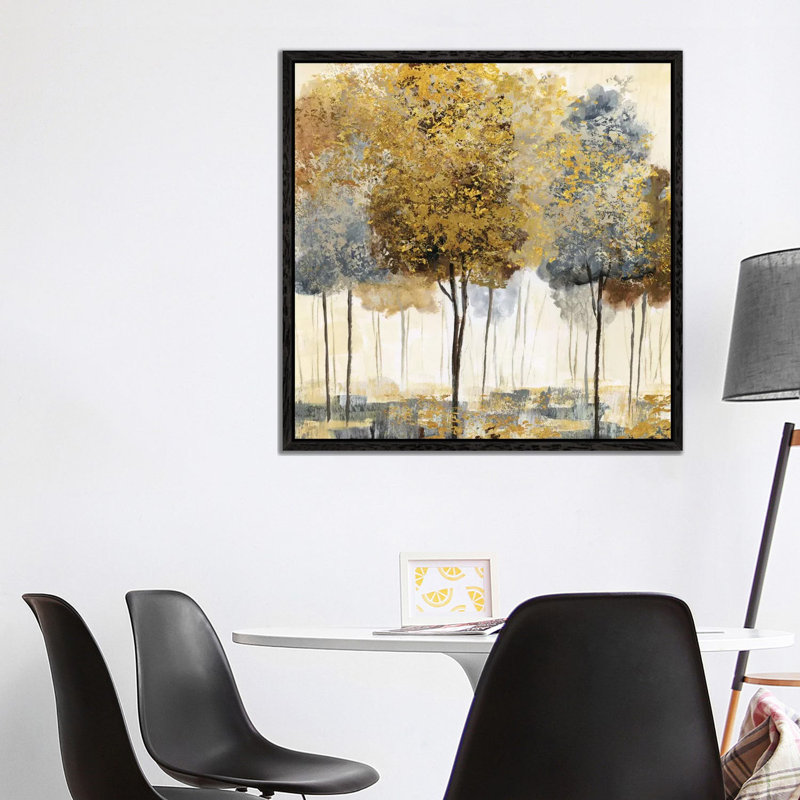 Metallic Forest I - Wrapped Canvas Print, 93.98 cm H x 93.98 cm W, Black Floater Framed