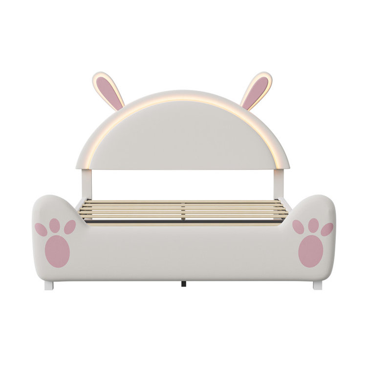 Cartoon Rabbit Children's Bed with LED Lights