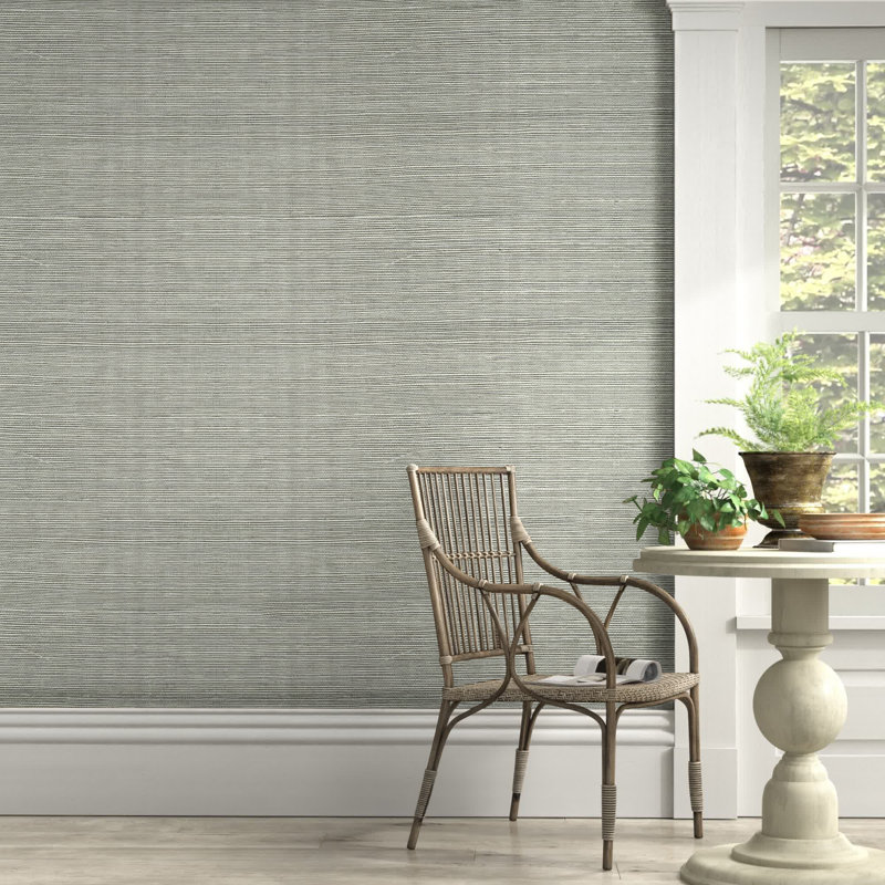 Grasscloth Wallpaper Roll, Aqua