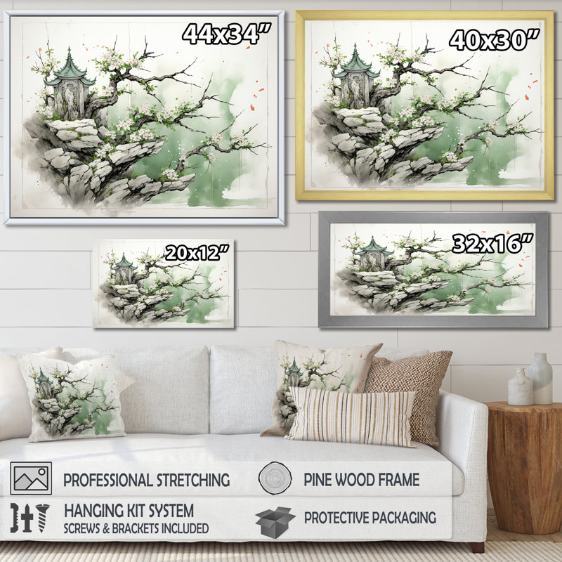 Gloomy Horizon Landscape Blooms - Art mural paysage, Cadre de coin argenté fermé, H 12 po x l 20 po x P 1 po