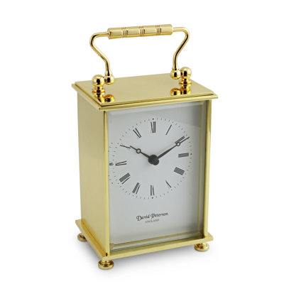 Traditional Analogue Metal Quartz Movement / Crystal Tabletop Clock in Polished/Satin Brass