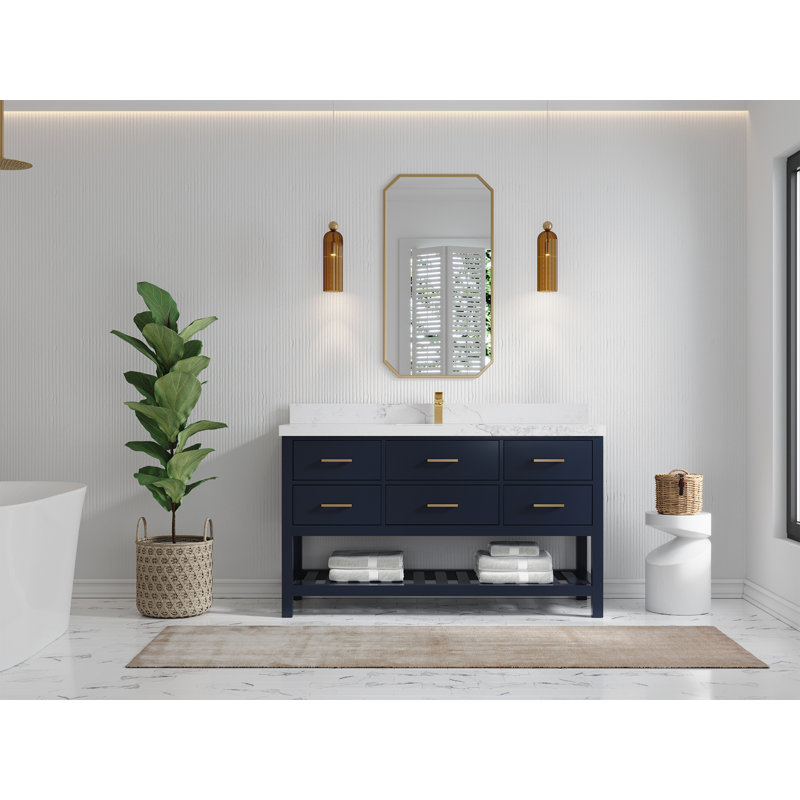 Meuble-lavabo simple 60 po x P 22 po x H 36 po Parker, Calacatta Nuvo