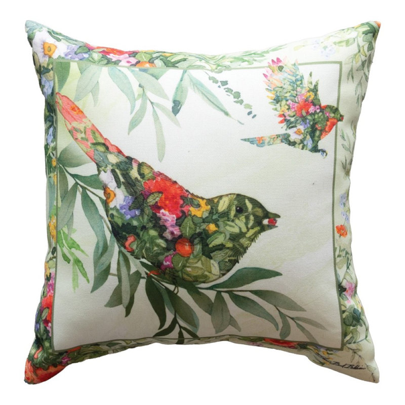  Garden Wings Climaweave Pillow, White/Green/Red