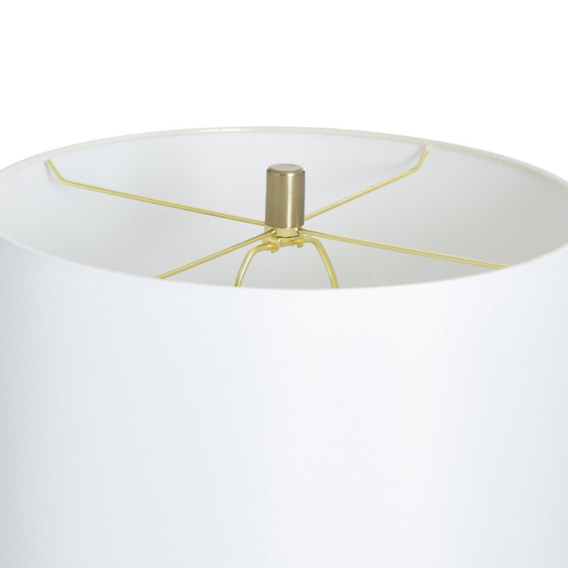Lampe de table en acier - Larson doré et noir - Abat-jour blanc
