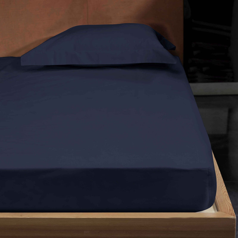 Raffaello Sateen Fitted Sheet, Queen Fitted Sheet, Dark Blue