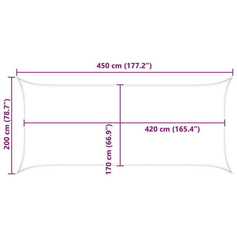 Vidaxl Sunshade Sail Oxford Fabric Rectangular Patio Shade Sunscreen Canopy, 2m W x 4.5m L, Grey/White