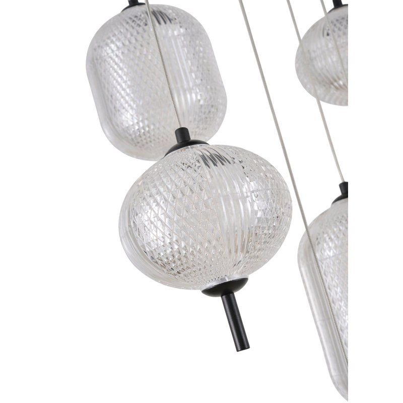 Lustre DEL avec abat-jour PC, H 9,5 po x l 24 po x P 24 po, Noir satiné, 9