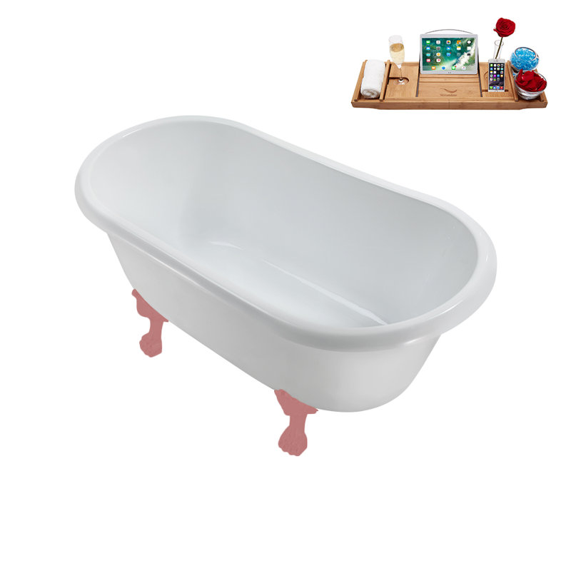 57.5'' x 29.5'' Soaking Acrylic Bathtub, Matte Pink, Matte Pink