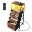 Table de chevet haute 4 tiroirs 37 po avec station de charge et lumières DEL Gwytha, table de chevet moderne avec prises CA et USB intégrées, table de chevet avec tablettes de rangement ouvertes pour la chambre à coucher-1317961880