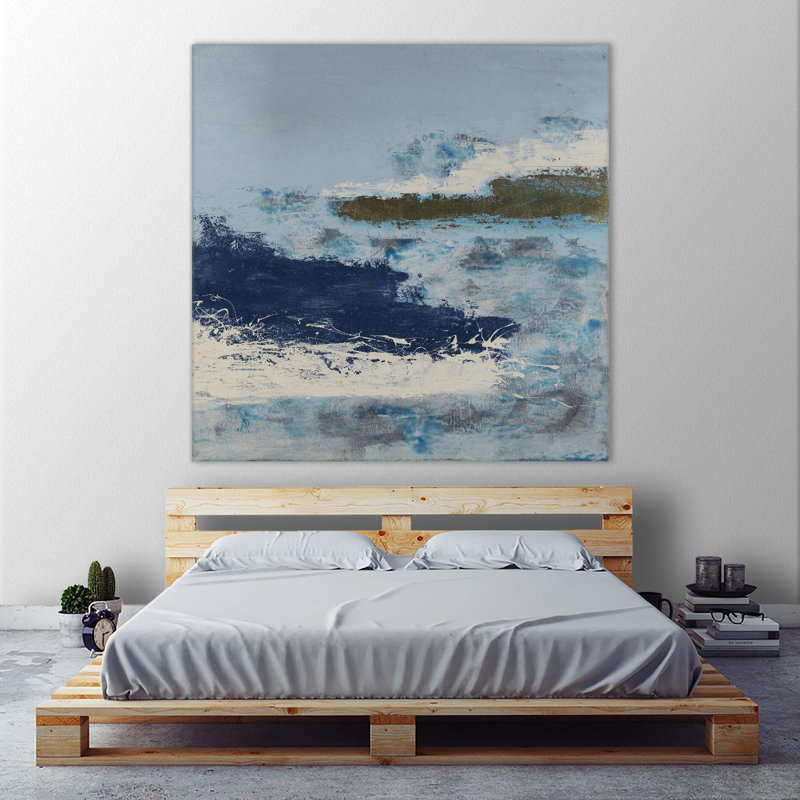 Giant Blue and Beige Canvas Art Print, 72 x 72 inches