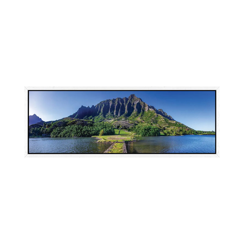 Kualoa Fishpond Pano 1 Piece Panoramic Wall Art on Canvas, 121.92 cm H x 40.64 cm W, White Framed
