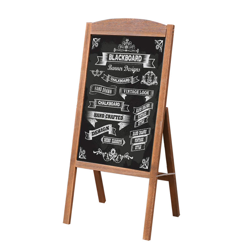 Wood Magnetic Free-Standing Chalkboard, 35.4" x 16.7", Brown