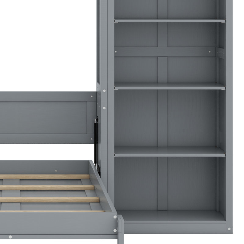 Lit escamotable mural avec tablettes Murphy, Gris