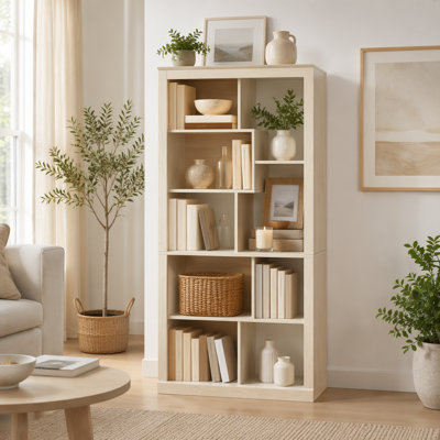 Bibliothèque ouverte en bois à combinaison libre, armoire de rangement multi-espaces, bibliothèque autoportante facile à assembler avec sangles anti-basculement, organisateur de rangement classifié pour le salon, la chambre et le bureau à domicile