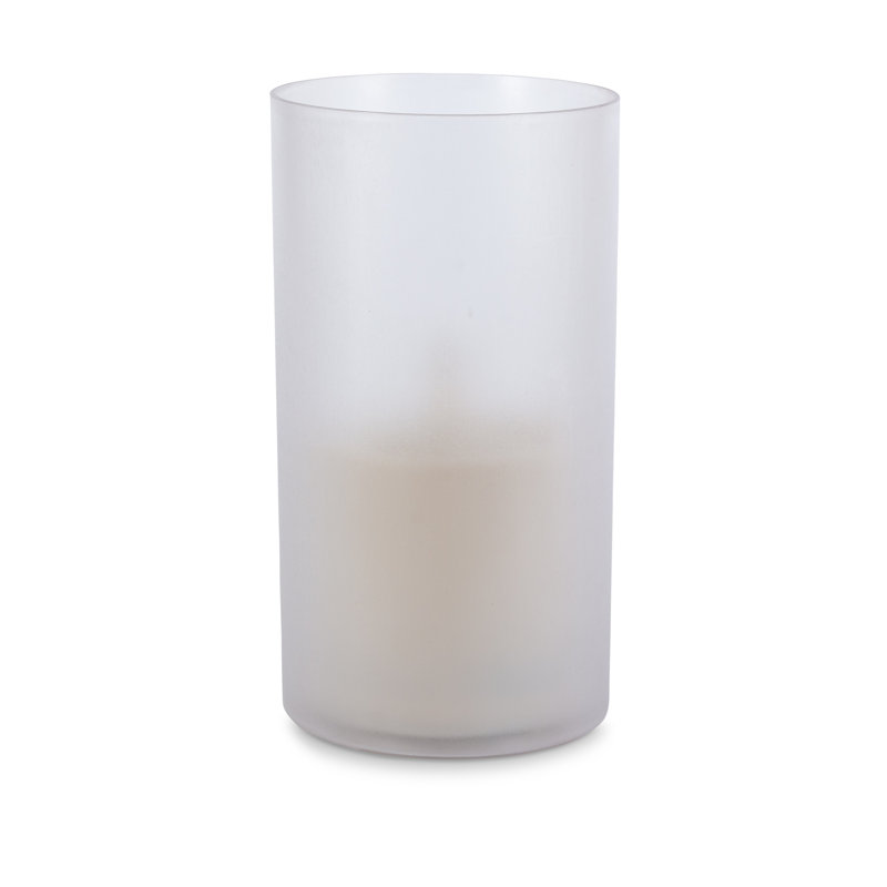 Bougie en cire coulée à la main 5 po x 9 po Illumaflame dans un verre givré gris doux