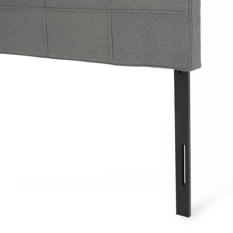 King Size Headboard, Linen Upholstered Headboards with Metal Leg, Square Stitched Design, Adjustable Height Cal King Headboard in Bedroom