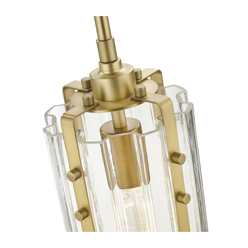Mini-luminaire suspendu 1 lumière Halleck, Laiton frotté