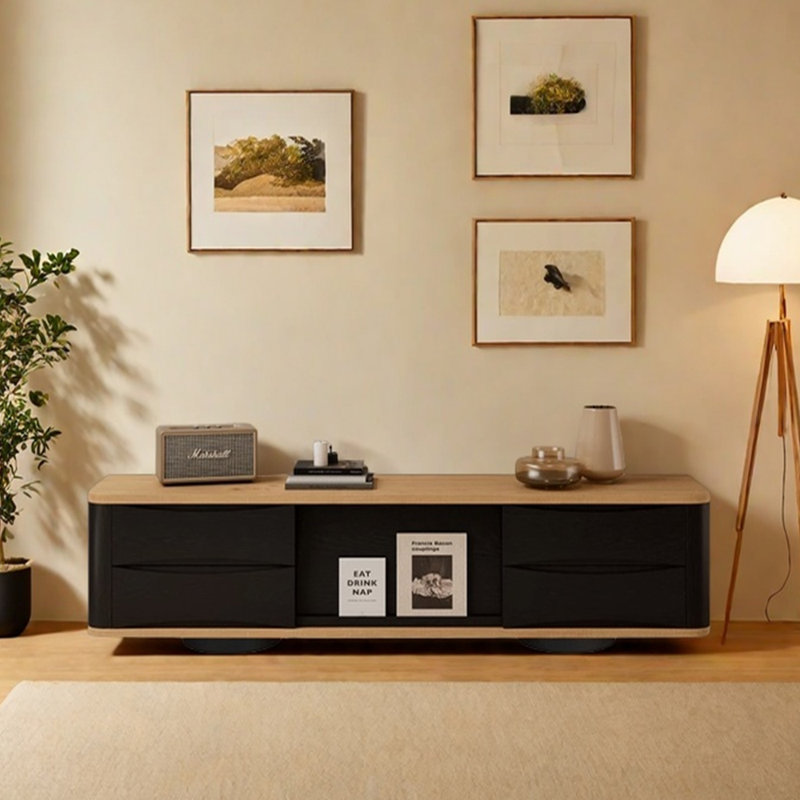 Meuble télé en bois massif au design contrasté, 70.86''