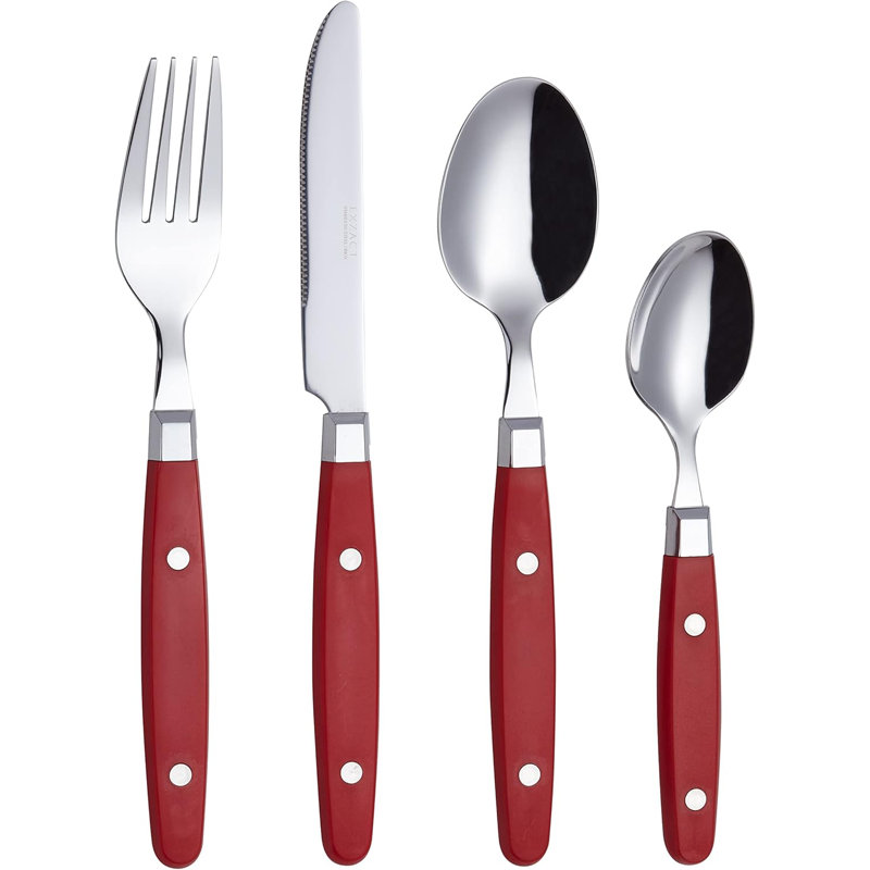 Exzact 24 Stainless Steel Cutlery Set, Service for 6, Red