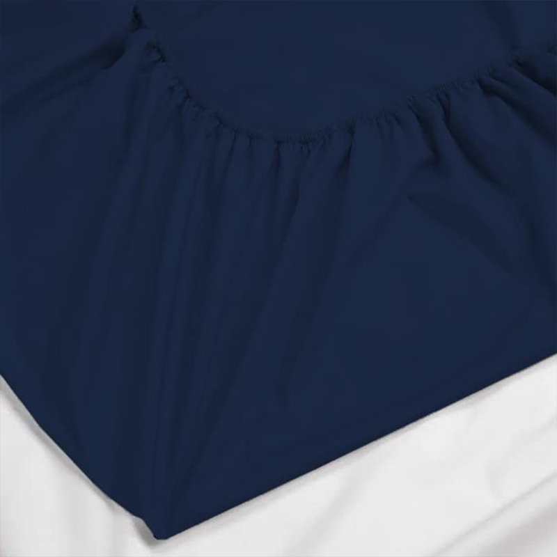 Aurelian 100% Cotton Percale Fitted Sheet, Navy, Super King