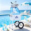 Chariot à machine à glace pilée de 52 pouces de hauteur avec bac à glace de 9,2 gallons, système de rasage en acier inoxydable, armoire de rangement, roulettes et tablettes latérales, blanc et bleu