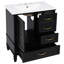 Meuble-lavabo de 76 cm avec lavabo, en bois, tiroirs à fermeture amortie, fonctionnement silencieux, style rétro, autoportant, noir