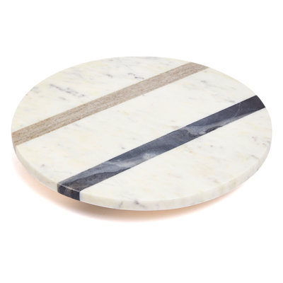 Ivy Bronx Dezarai Porcelain Marble Stainless Steel Lazy Susan Serving Dish