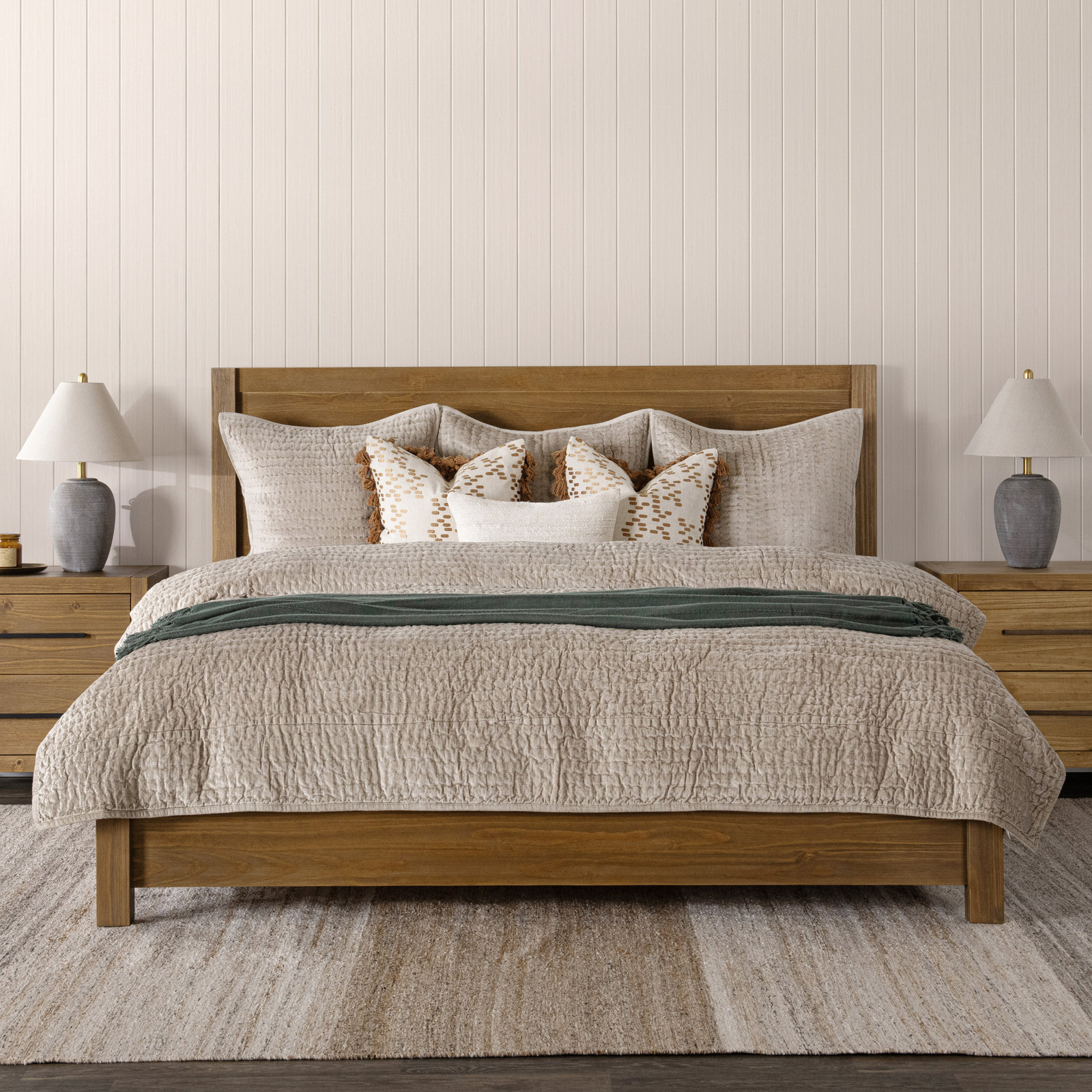 Modica Solid Wood Bed, King, Natural