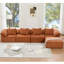 Canapé modulaire en forme de L de 142 po, sans assemblage, canapé 5 pièces, canapé-lit convertible, canapé entièrement compressé, canapé à 5 places et repose-pieds, chenille, orange-1471089257