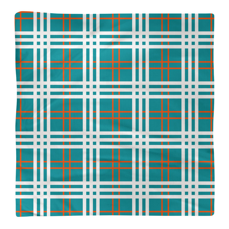 Serviette de luxe Miami football, 10 po x 10 po, Turquoise / orange / blanc, polyester