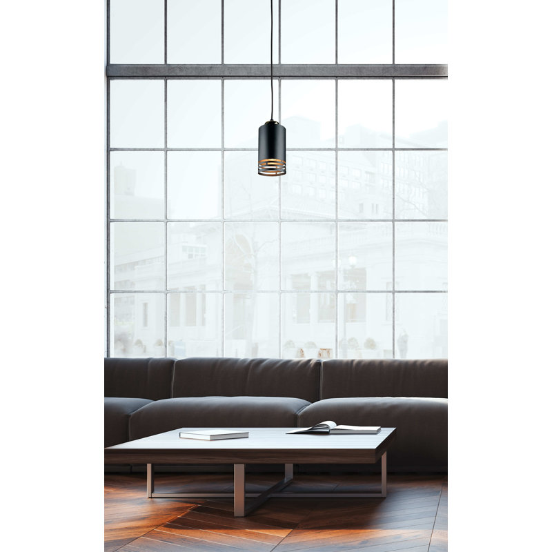 - Light Pendant, 1 Light, Black/Gold