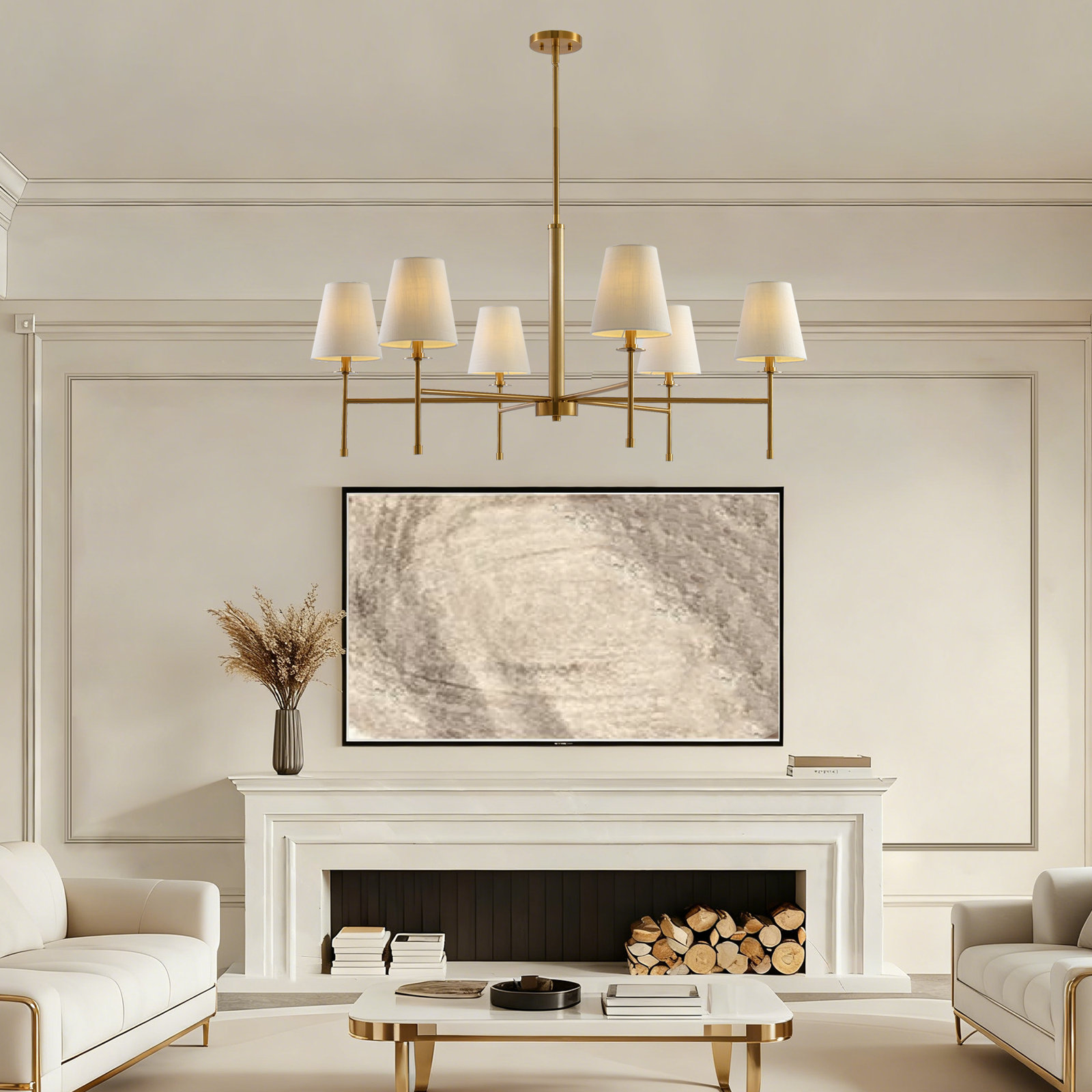 Icarus 6-Light Chandelier, Rose Gold