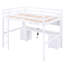 Lit mezzanine pleine grandeur avec bureau, armoires et rangement de chevet - Bois massif blanc avec station de charge-1053818868
