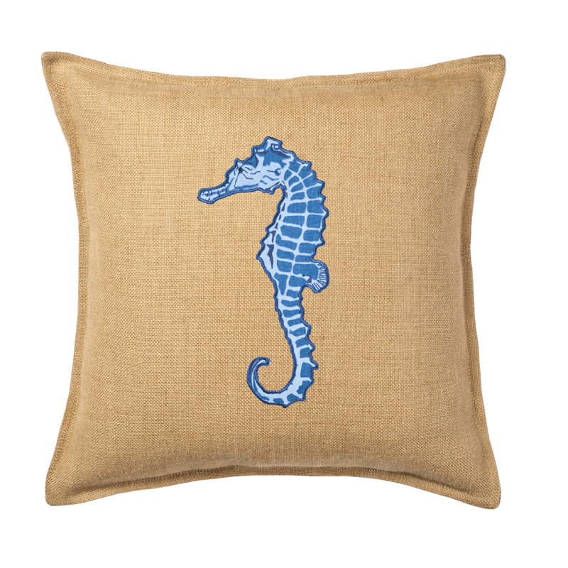  Coussin en toile de jute, Cheval bleu