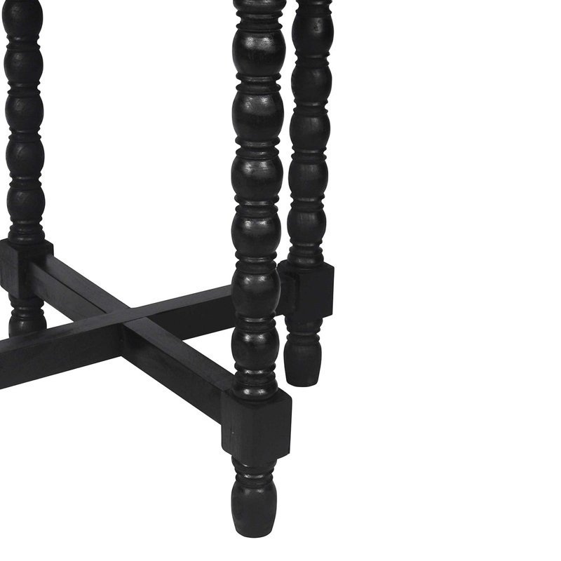 Baen Round Solid Wood End Table, Black