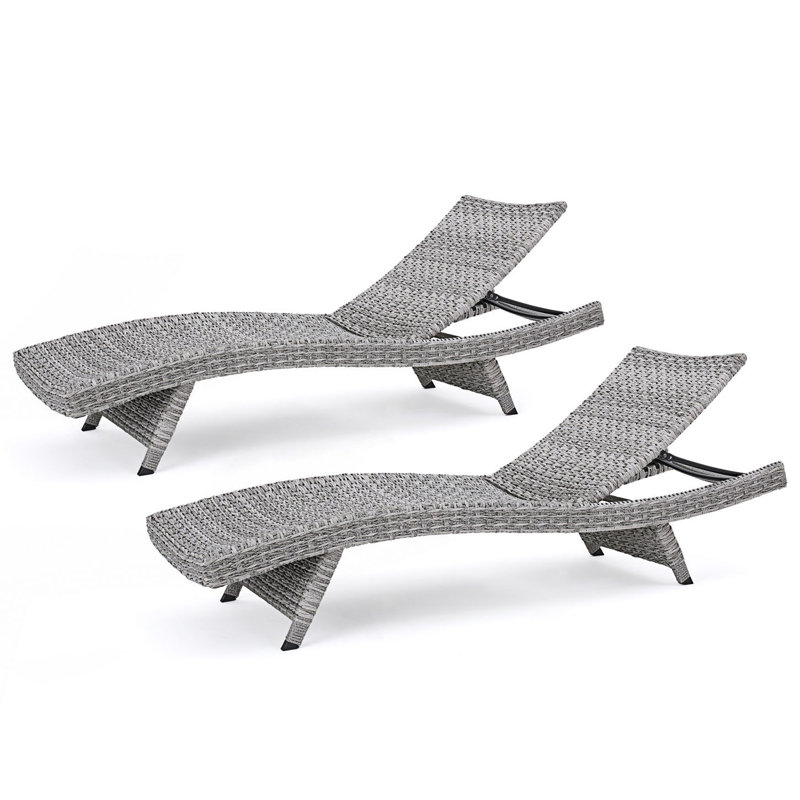 Haro Outdoor Wicker Chaise Lounge Set, Gray, 2