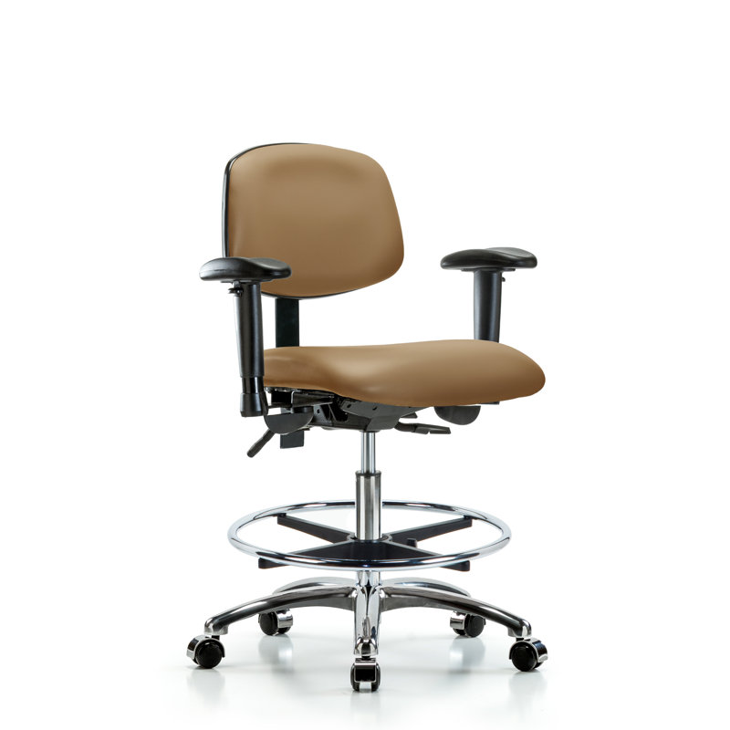 Aliya Vinyl Drafting Chair, Glides, Included, Taupe