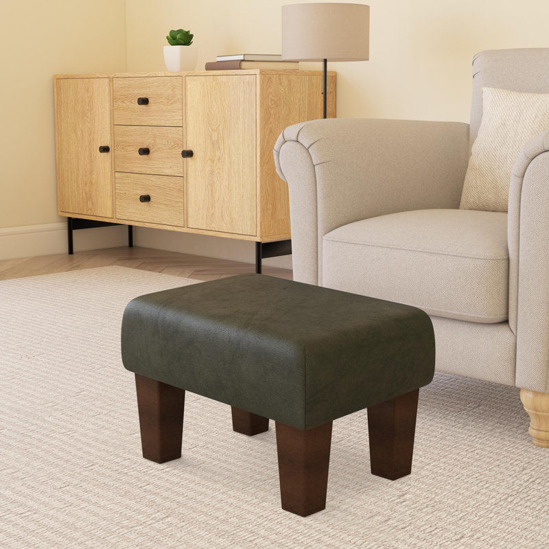Collado Wood Contemporary Leg, Mahogany, Italian Leather, Olive Green