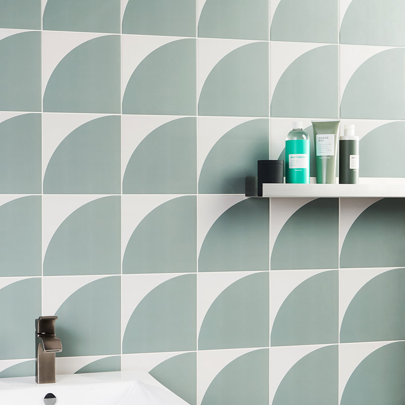 Carrelage mural en porcelaine à motif encaustique 8 "x 8" Stacy Garcia Victoria, Vert, 8" W x 8" L