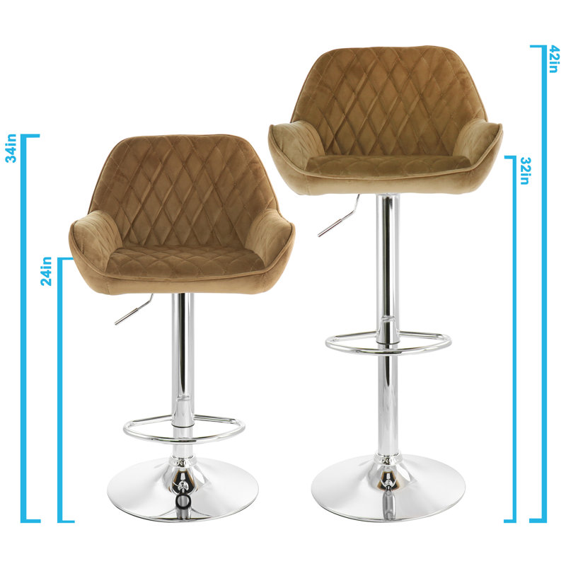 Swivel Upholstered Adjustable Height Counter Stool, Camel